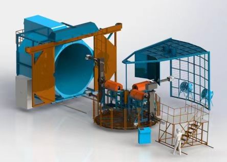 satın al Üç Kol Kulesi Rotomolding Equipment Otomatik PLC Denetimli Döner Plastik Formasyonu Çevrimiçi üretim